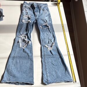 American Eagle Outfitters Light Blue Distressed Flare Jeans